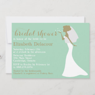 Mermaid Cut Wedding Gown Bridal Shower Invitation