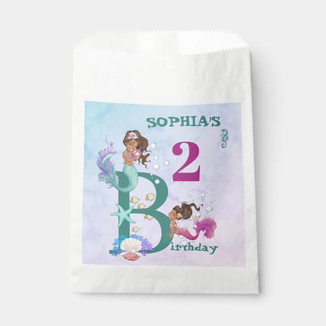 Mermaid Cute Blue Personal  Pink Favour Bag (Front)