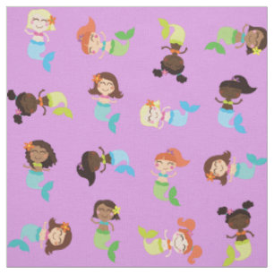 Mermaid Cute Cartoon Kids Print Fabric