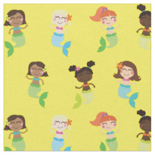 Mermaid Cute Cartoon Kids Print Fabric