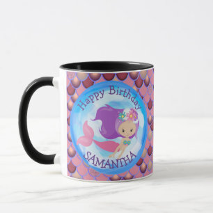 Mermaid Cute Happy  BIRTHDAY pURPLE Mug