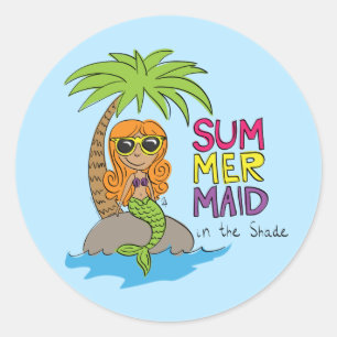 Mermaid Cute Kids Girls Classic Round Sticker