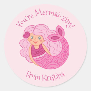 Mermaid Cute Kids Valentines Day Sticker
