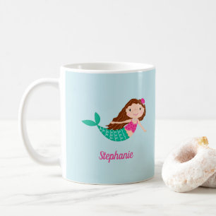 Mermaid Cute Personalised Blue Coffee Mug