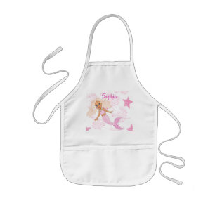 Mermaid Cute Pink Girly Starfish Kids Apron