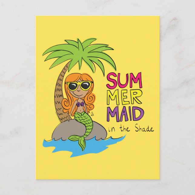 Mermaid Cute Postcard for Summer (Front)