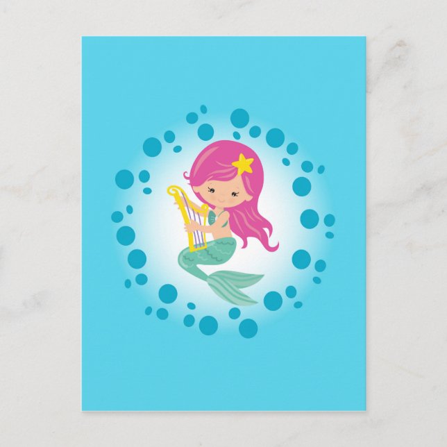 Mermaid - Cute Under The Sea Girl Postcard (Front)