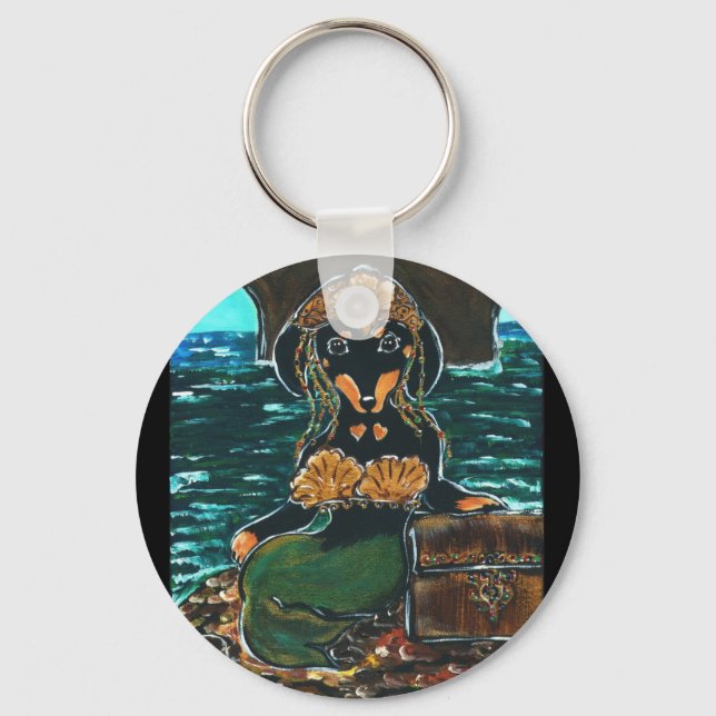 Mermaid Dachshund Key Ring (Front)