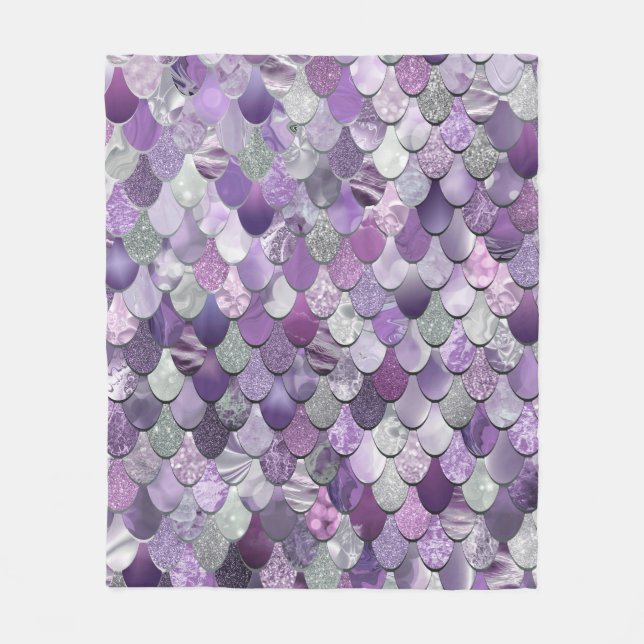 Mermaid Decor Fleece Blanket - Purple Mermaid (Front)