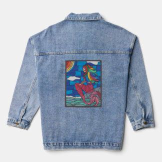 Mermaid Denim Jacket Stained Glass Style Artwork