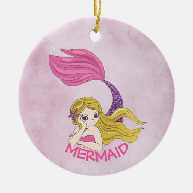 Mermaid Design Ceramic Ornament (Front)
