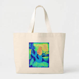 mermaid design large tote bag