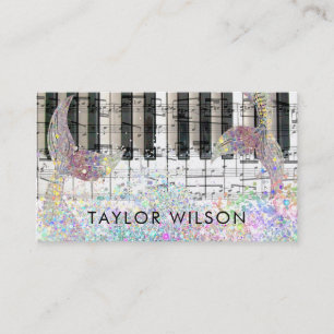 mermaid design pianist music teacher business card