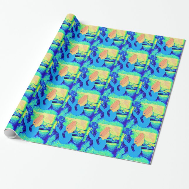 mermaid design wrapping paper (Unrolled)