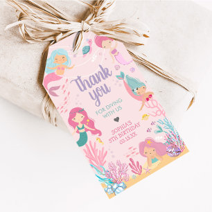 Mermaid Dive into Five Birthday Party Favour Tags