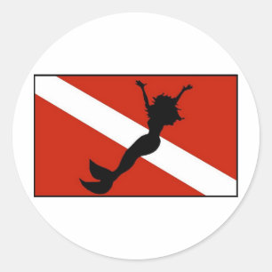 Mermaid Diver Flag Classic Round Sticker