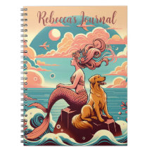 Mermaid Dog Lover Journal Planner Pastel Notebook