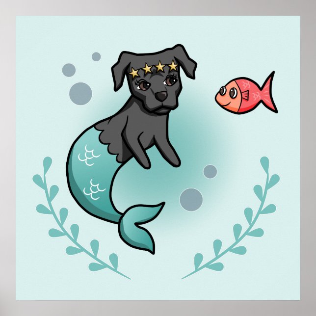 Mermaid Dog MerDog Cute Nursery Room Poster (Front)