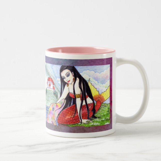 Mermaid Dolphin Fairytale Coffee Tea Mug (Right)