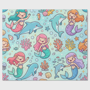 Mermaid Dolphin Ocean Wrapping Paper