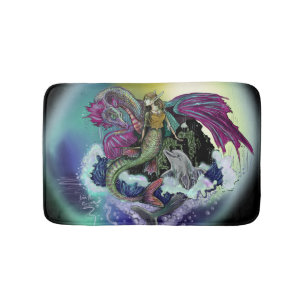 Mermaid, Dragon,&Dolphin Bath Mat