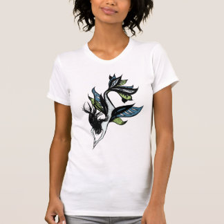 Mermaid Drawing Beautiful Blue Green Ink Art T-Shirt