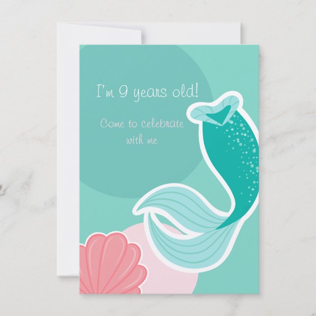Mermaid dreams birthday invitation (Front)