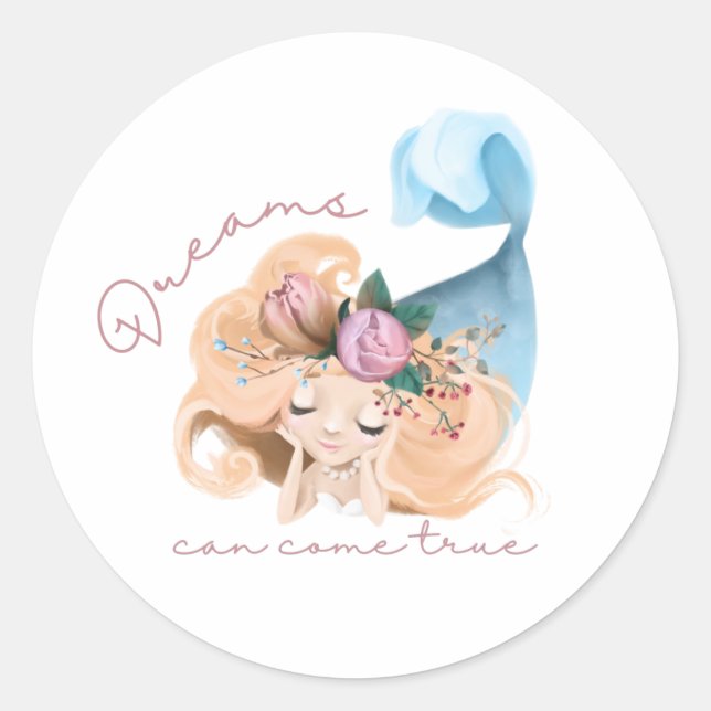 Mermaid Dreams Can Come True Stickers  (Front)