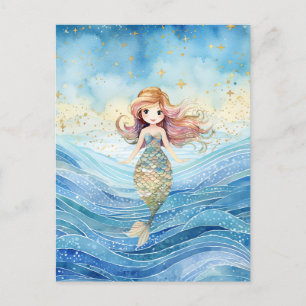 Mermaid Dreams Illustration Ocean Holiday Postcard