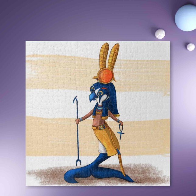 Mermaid Egyptian Falcon God of War Fantasy Jigsaw Puzzle (Unique Egyptian Mermaid God of War Montu Jigsaw Puzzle)