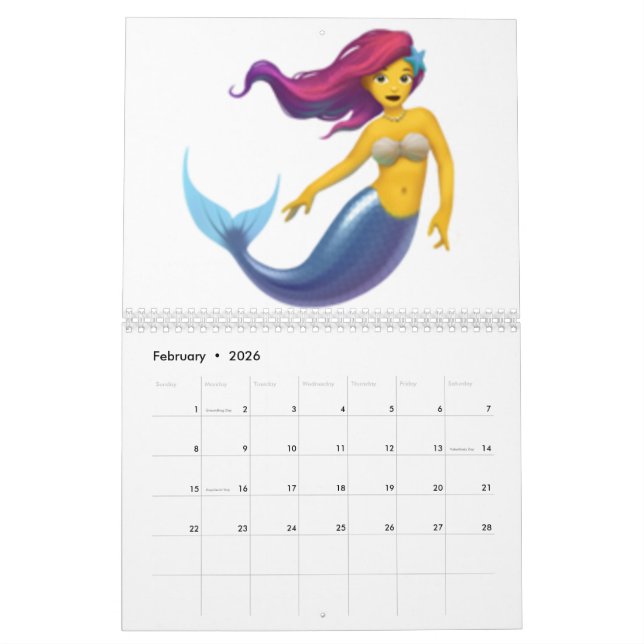 Mermaid - Emoji Calendar (Feb 2026)