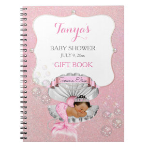 Mermaid Ethnic Baby Pink Clam Shell Pearls Notebook