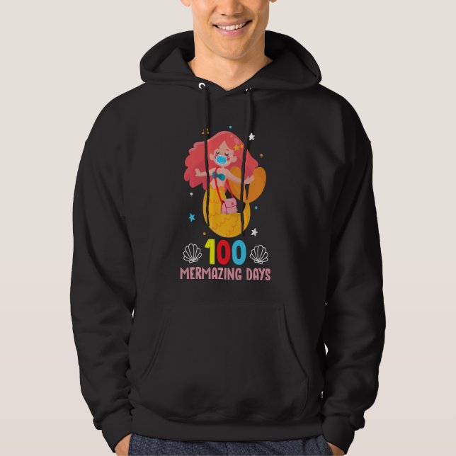 Mermaid Face Mask Funny 100 Days Of School Girls Hoodie (Front)