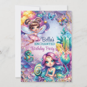 Mermaid Fairy Birthday Party Invitation