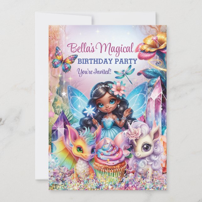 Mermaid Fairy Magical Birthday Party Invitation (Front)