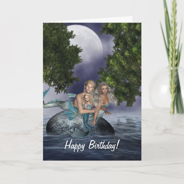 Mermaid Family Birthday Card (Front)