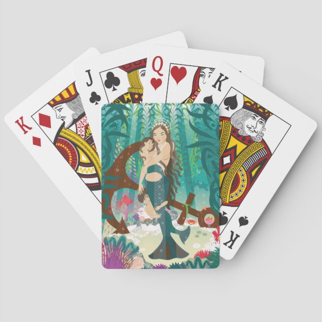 Mermaid Family (brunettes) Playing Cards (Back)