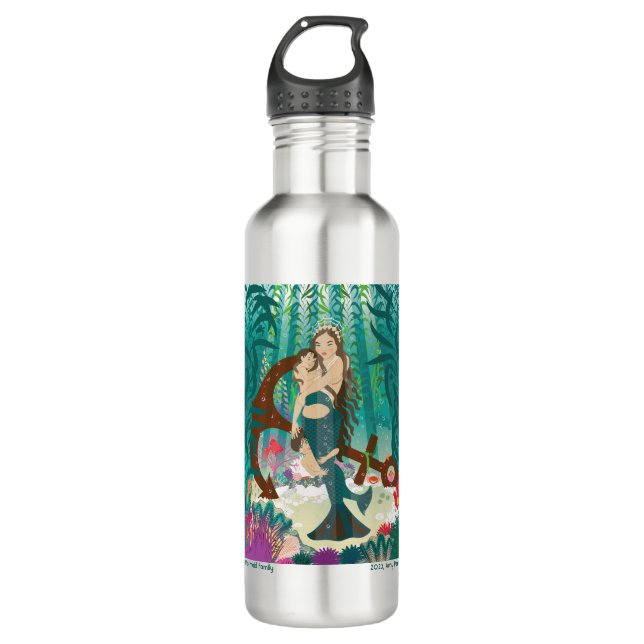 Mermaid Family (brunettes) Water Bottle (Front)