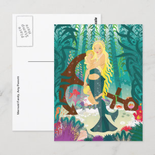 Mermaid Family (light blondes) Postcard