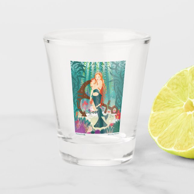 Mermaid Family (redheads) Shot Glass (Front)
