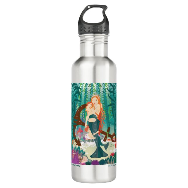 Mermaid Family (redheads) Water Bottle (Front)