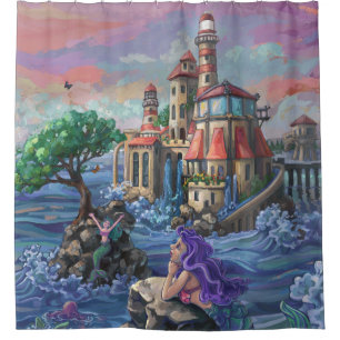 Mermaid Fantacy Castle Shower Curtain