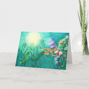 Mermaid fantasy art greeting card Beautiful Sea