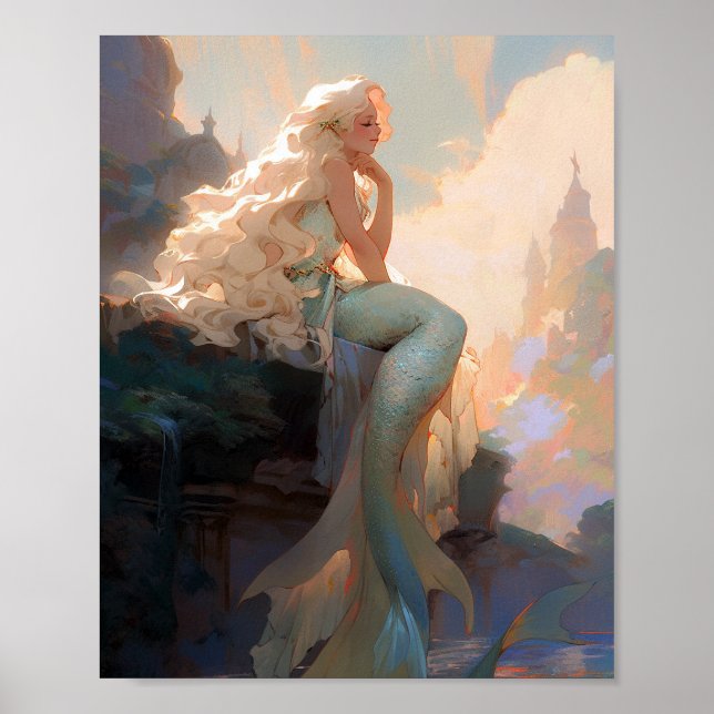 Mermaid Fantasy Art Poster (Front)
