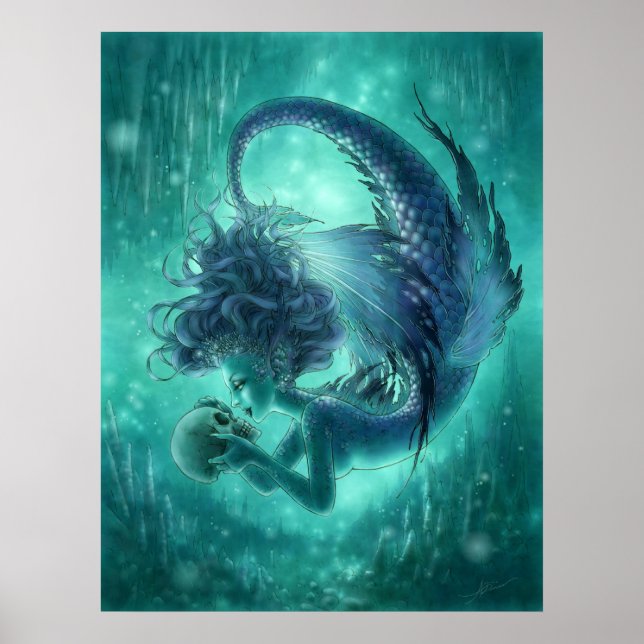 Mermaid Fantasy Art Print - Secret Kisses (Front)