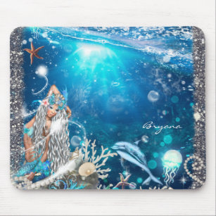 Mermaid Fantasy Blonde Enchanted Beach Computer Mouse Mat