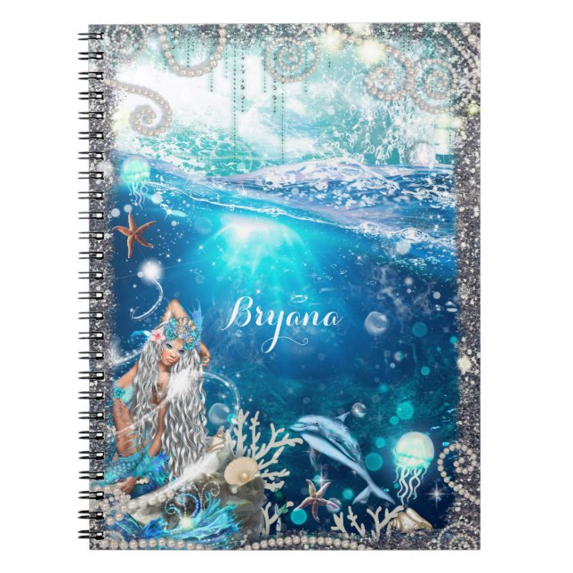 Mermaid Fantasy Blonde Enchanted Beach Fantasy Notebook (Front)