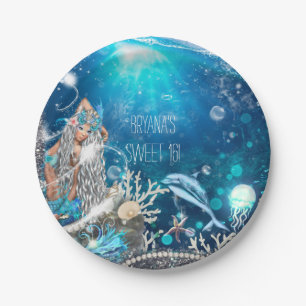 Mermaid Fantasy Blonde Enchanted Beach Party Paper Plate