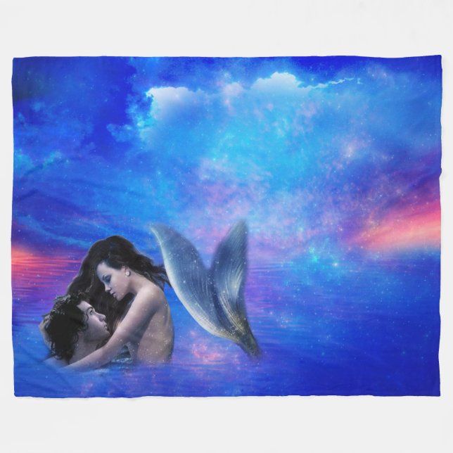 Mermaid Fantasy Fleece Blanket (Front (Horizontal))