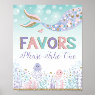 Mermaid Favours Sign Under the Sea Party Decoratio